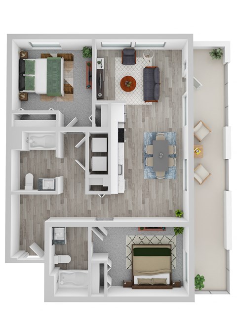 2 Bed I Floor Plan at Noca Blu, Chicago